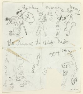 Vázlatok lapja: Vázlatok (hátoldal): A katolikus papok hatalma (előlap); Vázlatlap (hátlap) alkotó: Thomas Nast