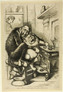 A macska mancs, bármit, hogy gesztenyét kapjunk alkotó: Thomas Nast