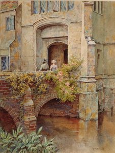 A hídon a Baddesley Clinton Hallban (akvarell papíron) alkotó: Thomas Nicholson Tyndale