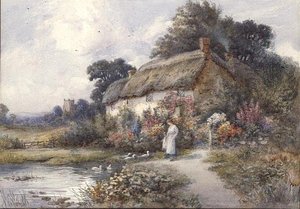 Nádfedeles házikó, Ringwood, Hampshire (akvarell) alkotó: Thomas Noelsmith