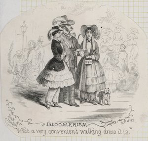 Viktoriánus női divat: bloomers (metszet)