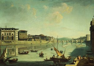 Kilátás az Arnóra a Ponte alle Gracie-vel, Firenze,