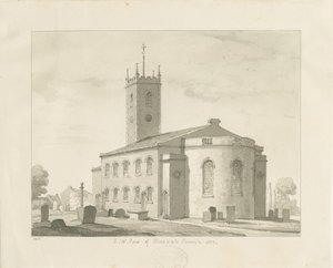 Bloxwich templom: szépia rajz, 1837