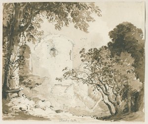 Chartley Castle: ceruza- és mosórajz, nd [1837-1838] alkotó: Thomas Peploe Wood