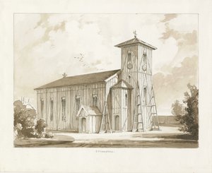Ettingshall templom: szépia mosás rajza, 1841