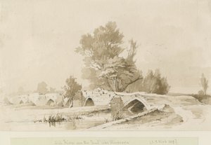 Handsacre - Old High Bridge: szépia rajz, 1839 alkotó: Thomas Peploe Wood