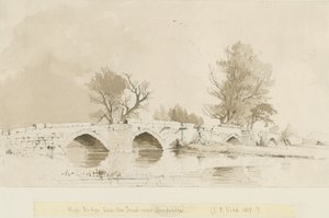 Handsacre - Old High Bridge: szépia mosás rajz alkotó: Thomas Peploe Wood