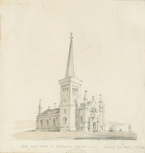 Hilderstone templom: ceruza- és mosórajz alkotó: Thomas Peploe Wood