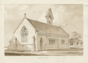 Knightley Chapel: szépia mosás rajza, 1841