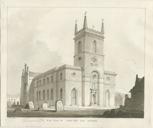 Lane End Church (Longton): szépia rajz alkotó: Thomas Peploe Wood