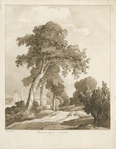 Marchington Church: szépia mosás rajza, 1836 alkotó: Thomas Peploe Wood