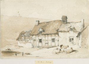 Norbury Village - Régi házak: szépia mosás rajz