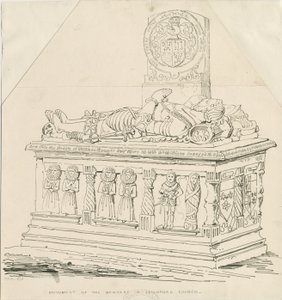 Seighford Church – William és Mercy Bowyer sírja: toll- és tusrajz alkotó: Thomas Peploe Wood