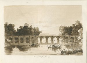 Shugborough híd: szépia rajz alkotó: Thomas Peploe Wood
