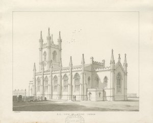 Stoke-upon-Trent templom [Új]: szepia rajz alkotó: Thomas Peploe Wood