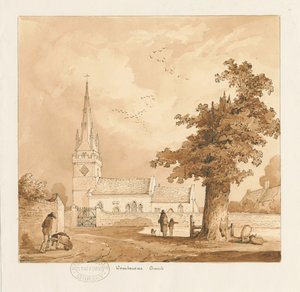 Wombourne templom: szépia rajz