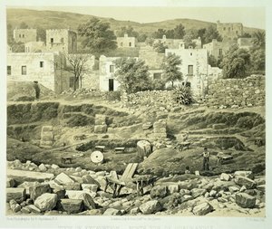 Az ásatás megtekintése, Charles Thomas Newton (1816-94) „A Helicarnassus, Cnidus és Branchidae felfedezéseinek története” című művéből, 1862-ben