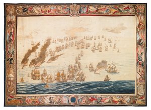 A mortlake-i solebayi csata történeti kárpitja, William van de Veldének tulajdonított tervek, 1688 körül alkotó: Thomas Poyntz