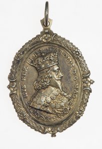 I. Károly és Henrietta Maria támogatói jelvény, 1649 körül (ezüst aranyozott) alkotó: Thomas Rawlins