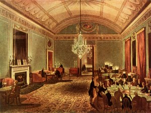 „The Great Subscription Room at Brooks, St. James Street, London”, 1808, 1947. Alkotók: Thomas Rowlandson, Augustus Charles Pugin.