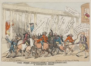 (A) „Ír rendkívüli és gáláns nagykövetek” című előadás alkotó: Thomas Rowlandson