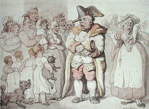Kiáltás a macskáért (toll, tus és akvarell papíron) alkotó: Thomas Rowlandson