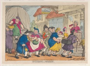 Egy súlyos katasztrófa, avagy Miss Fubby Fatarmin parókája kigyulladt, 1813. szeptember 12., ..., 12. alkotó: Thomas Rowlandson