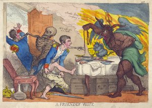 A BARÁTI LÁTOGATÁS, Szatíra Napóleon vereségéről, lemondásáról és Elba visszavonulásáról. alkotó: Thomas Rowlandson