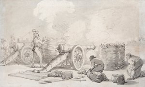 Francia tüzérségi hadosztály akcióban (akvarell) alkotó: Thomas Rowlandson