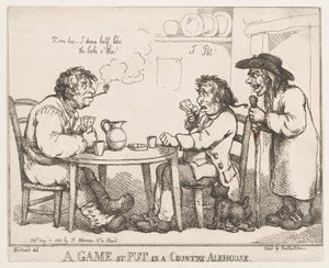 Játék a Put in a Country Alehouse-ban, 1810. augusztus 10., 1810. augusztus 10. alkotó: Thomas Rowlandson