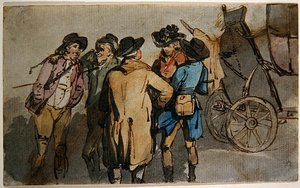 Figurák csoportja (akvarell, papír) alkotó: Thomas Rowlandson