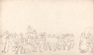 Lóárverés a Hopkins’s Repository-ban (Vázlat) alkotó: Thomas Rowlandson