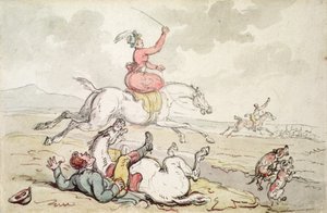 Vadászati incidens (toll, tinta és akvarell papíron) alkotó: Thomas Rowlandson