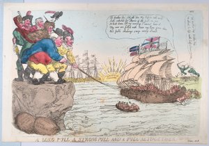 Egy hosszú húzás Egy erős húzás és egy húzás összesen, 1813. november 25., 1813. november 25. alkotó: Thomas Rowlandson