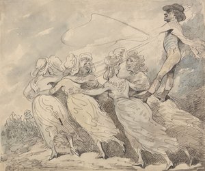 Egy férfi, aki hat lányt hajtott alkotó: Thomas Rowlandson