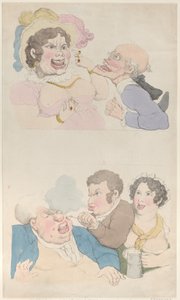 Egy férfi, akit egy nő elcsábított, és dohányzik egy vásárló, 1800., 1800. alkotó: Thomas Rowlandson