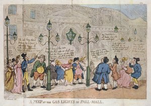 Egy pillantás a gázlámpákra a Pall Mallban Rowlandson 1809 alkotó: Thomas Rowlandson