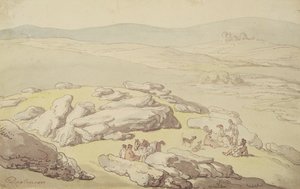 Piknik Dartmooron (toll és tinta és akvarell papíron) alkotó: Thomas Rowlandson