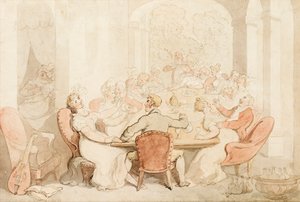 Egy fergeteges ebéd egy vidéki házban (tus és színes mosás, papír) alkotó: Thomas Rowlandson