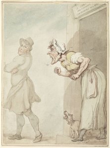 A füstölgő kémény és a szidalmazó feleség: az ember csapásai alkotó: Thomas Rowlandson
