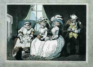 "Látogatás a néninél", Francis Jukes (1747-1812) akvatintája, kiadó: E. Jackson alkotó: Thomas Rowlandson