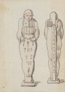 Egy múmia, elölről és hátulról alkotó: Thomas Rowlandson