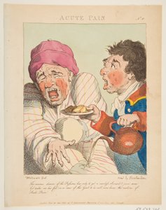 Acute Pain Le Brun Travested, avagy a szenvedélyek karikatúrái, 1800. január 21. alkotó: Thomas Rowlandson