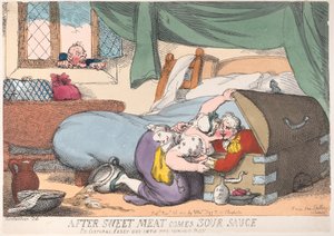 Miután édes hús érkezett savanyú szósz, vagy Casey tizedes bekerült a rossz dobozba, ..., 1810. november 30 -án. alkotó: Thomas Rowlandson