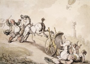 Léggömbvadászat Lady James Folly közelében, alkotó: Thomas Rowlandson