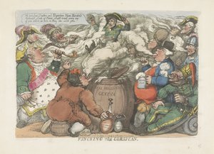 A korzikaiak füstölése, 1813 Funcking a korzikai (cím a tárgyon) alkotó: Thomas Rowlandson