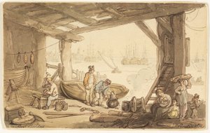 Csónaképítők alkotó: Thomas Rowlandson