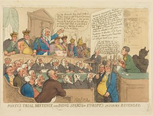 Boney tárgyalása, ítélete és búcsúbeszéde alkotó: Thomas Rowlandson