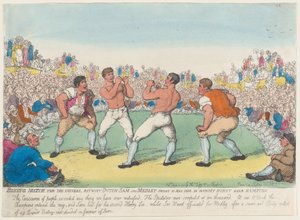 Bokszmérkőzés 200 Guineasért, Betwixt Dutch Sam és Medley, 1810. május 31-én vívott..., 1810. június 5-én. alkotó: Thomas Rowlandson