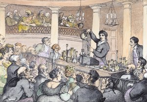 Chemical Lectures, 1809 körül (későbbi színezés) alkotó: Thomas Rowlandson